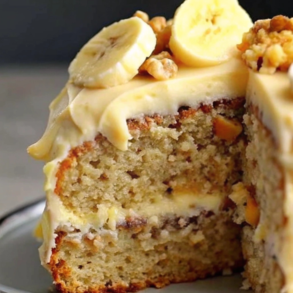 Vanilla Banana Walnut Cake